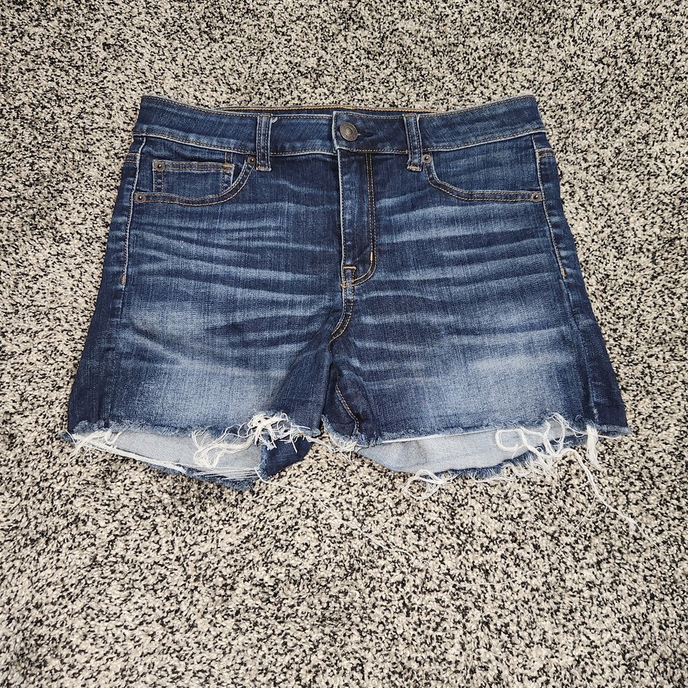 American Eagle Hi Rise Shortie Darkwash Next Level Stretch 4" Inseam Women Sz 10